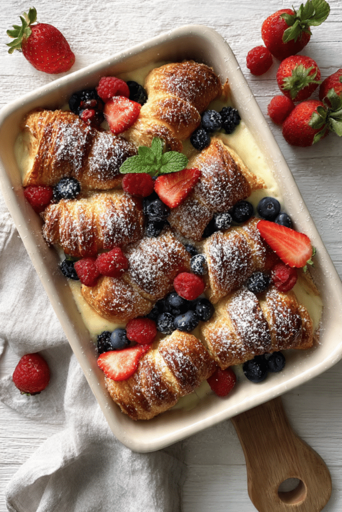 Berry and Cream Cheese Croissant French Toast Bake