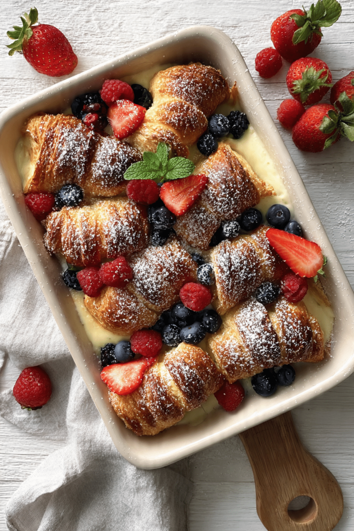 Berry and Cream Cheese Croissant French Toast Bake