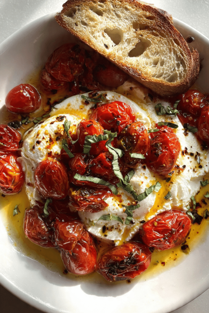 Roasted Garlic Tomato Burrata Caprese