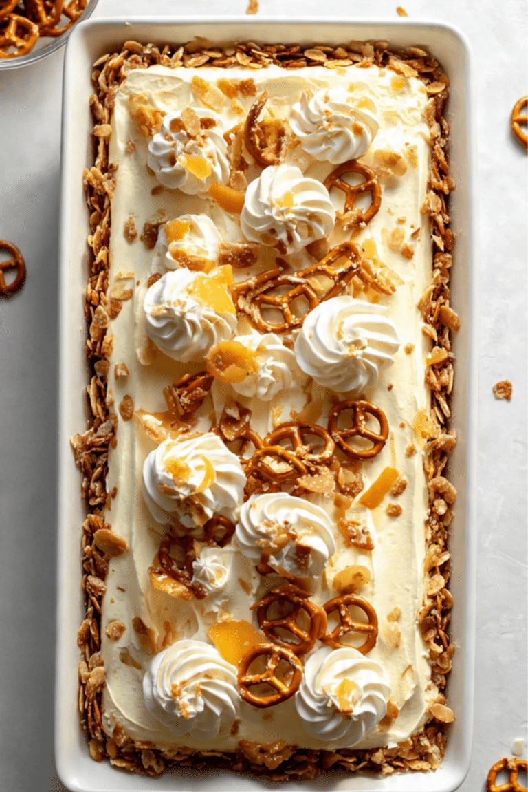 Salty Pretzel Banana Pudding Ice Cream Cake
